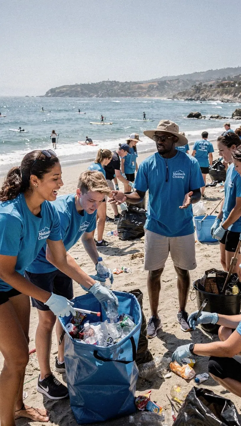 Community garden flourishing with diverse plants and people.
